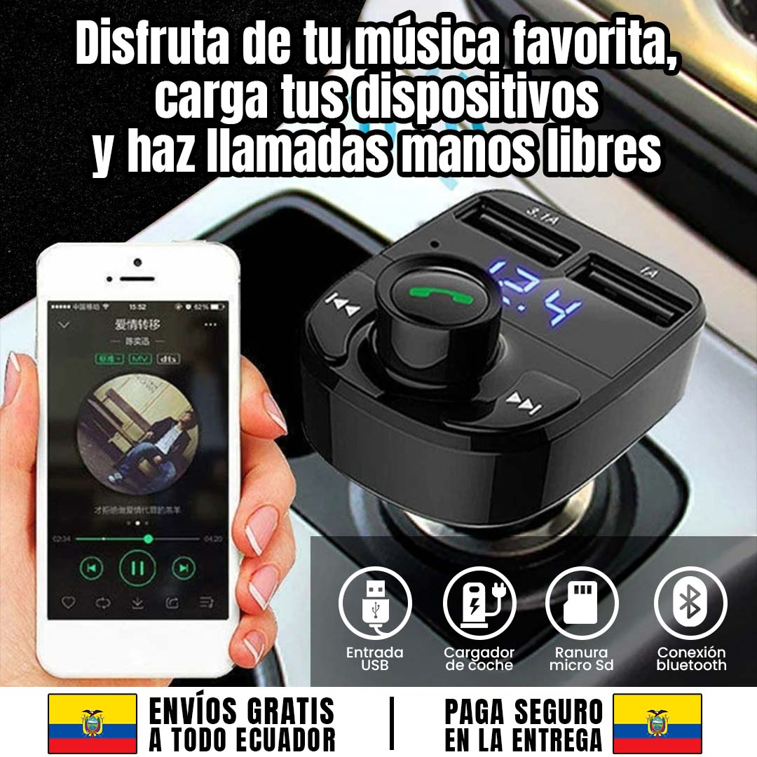 TRANSMISOR BLUETOOTH PARA AUTO 4 EN 1 ??ENVÍO GRATIS??