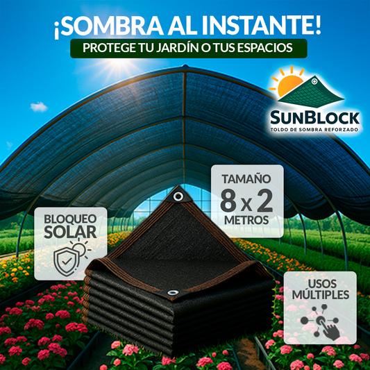SunBlock®️ Toldo de sombra reforzado 2mx8m