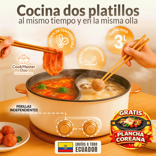 CookMaster Dúo®️ Olla eléctrica doble | Capacidad 1,5L por lado