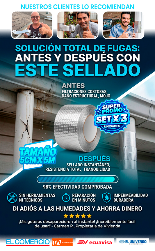 🎁SUPER PROMO SET X3🎁CINTA DE SELLADO IMPERMEABLE DE ALUMINIO 5CM*5M