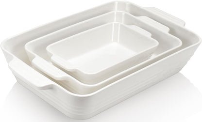 Juego de 3 REFRACTARIOS de cerámica para hornear-BLANCOS
