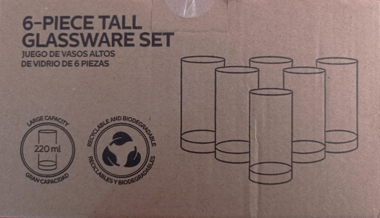 Juego de 6 vasos de vidrio