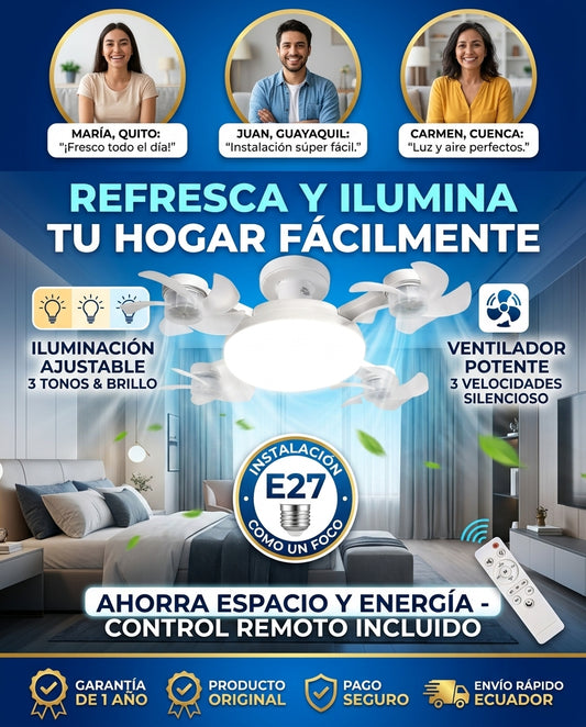 FOCO VENTILADOR DE TECHO, CON ASPAS