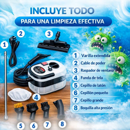 SteamClean Pro | Maquina de vapor portatil (vehiculos, cocina y baños)