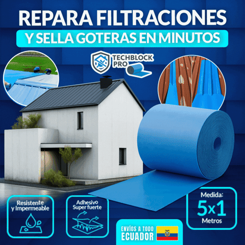 TechBlock Pro®️ Rollo impermeable adhesivo para techos (5m largo x 1m ancho)