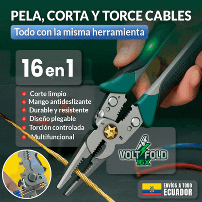 VoltFold®️ 16en1 Alicates Multifunción para Pelar Cables