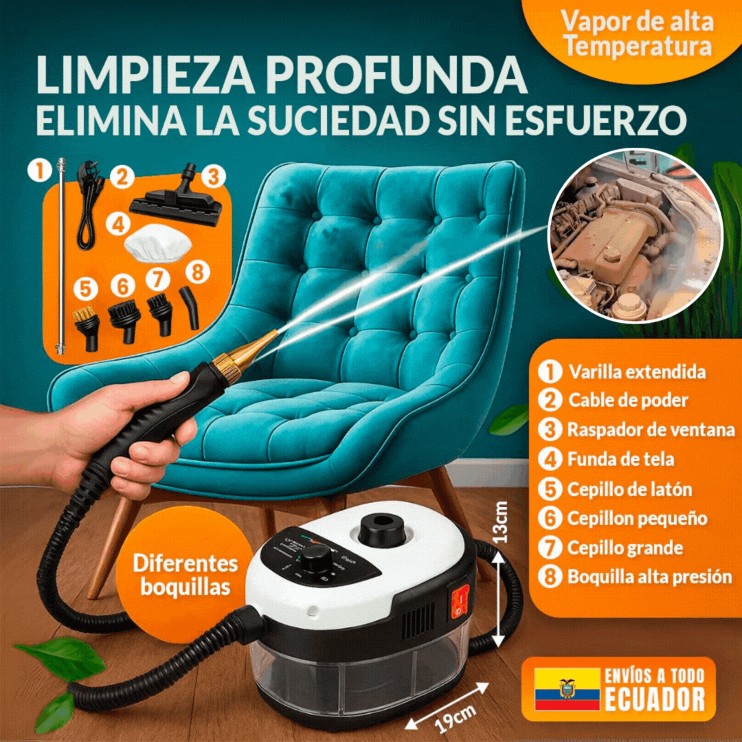 MAQUINA DE VAPOR PORTATIL PARA LIMPIEZA (vehiculos, cocina y baños)