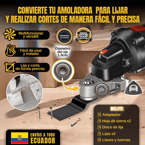 🎁GRATIS LIJAS Y CORTADORES🎁 Adaptador para Amoladora: Corta, Lija y Pule