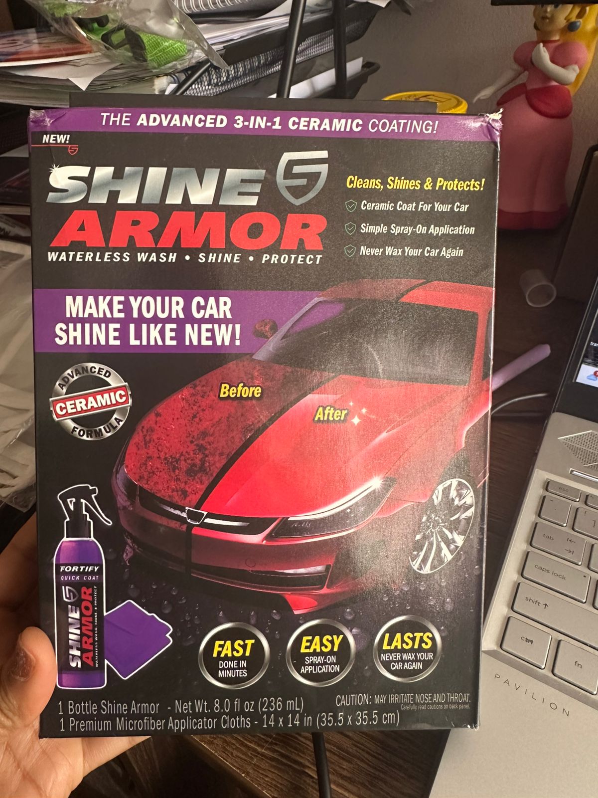 CERA RESTAURADORA de PINTURA para AUTO -SHINE ARMOR-GRATIS PAÑO