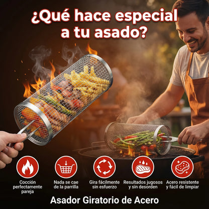 Cestas Giratorias para Parrilla – Asado Perfecto Sin Que Nada Se Caiga 🎁PROMO 2X1🎁