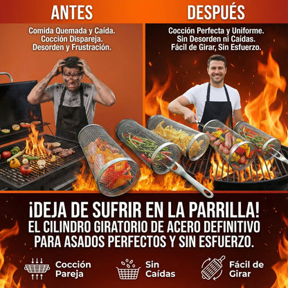 Cestas Giratorias para Parrilla – Asado Perfecto Sin Que Nada Se Caiga 🎁PROMO 2X1🎁