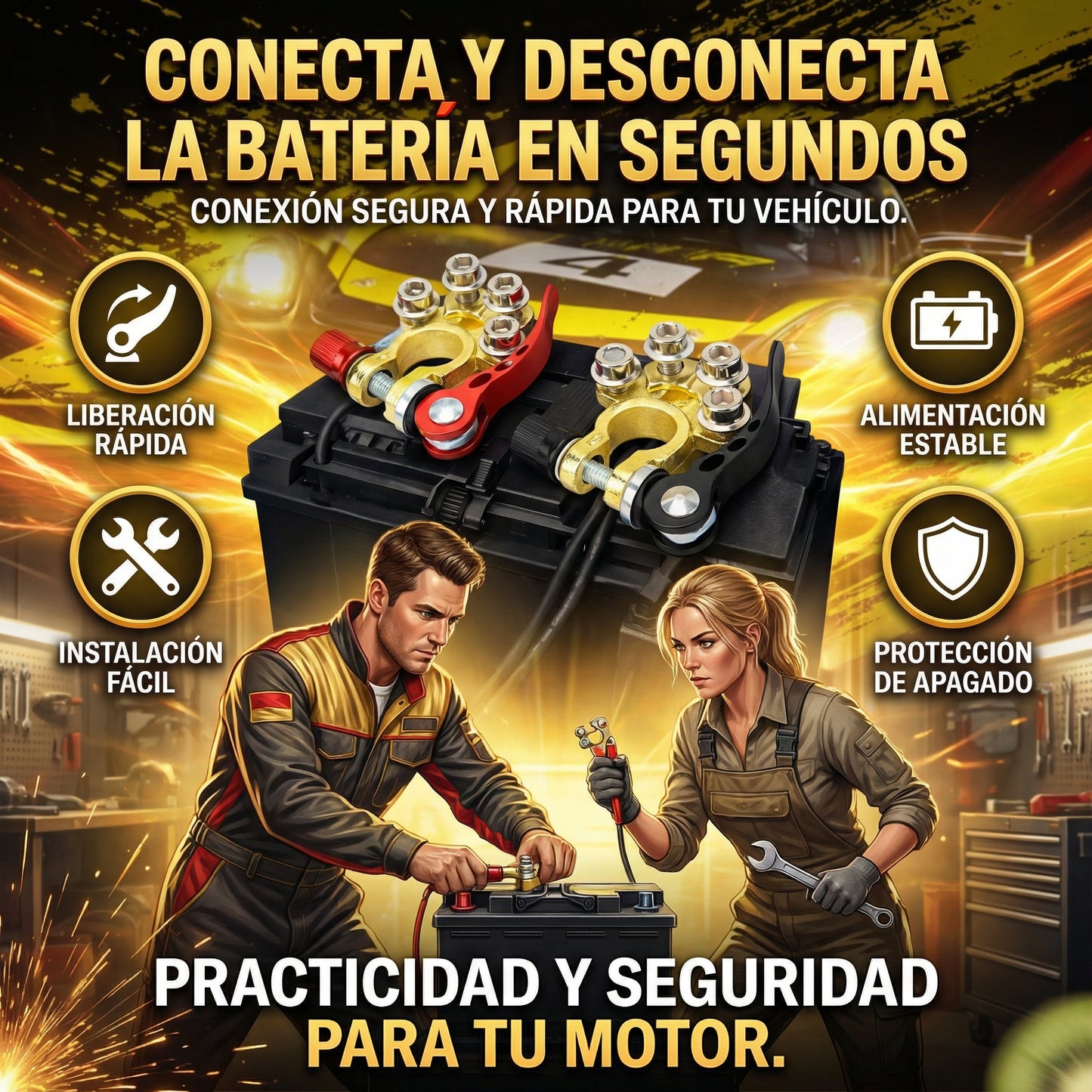 Set Terminales de Batería de Liberación Rápida