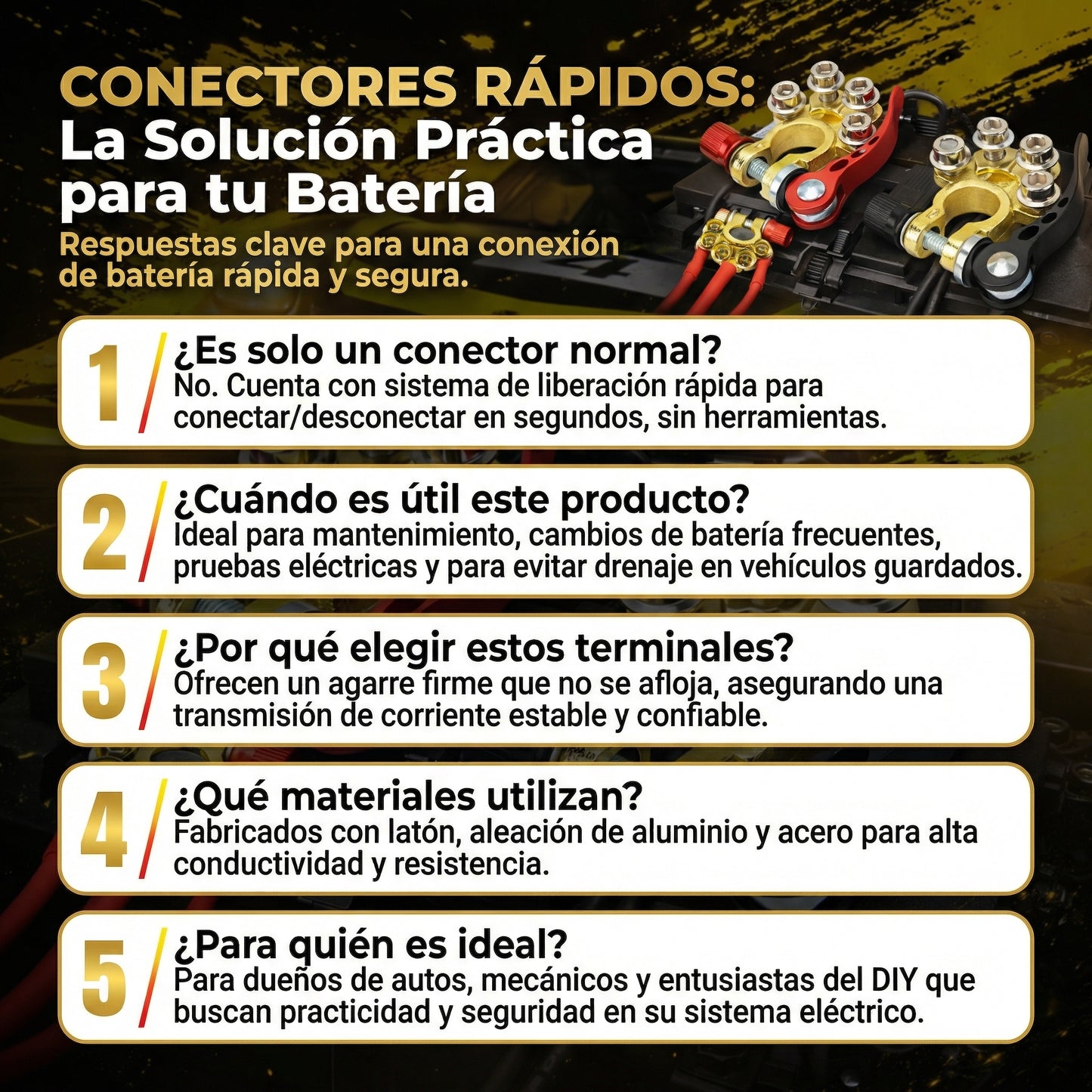 Set Terminales de Batería de Liberación Rápida