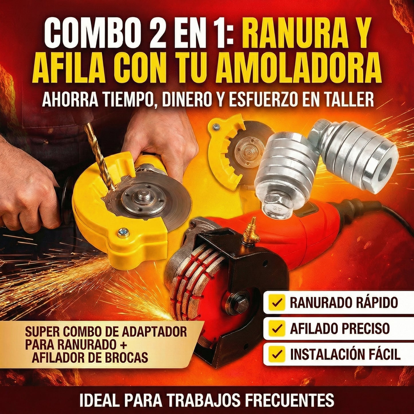 🎁SUPER COMBO | ADAPTADOR PARA RANURADO + AFILADOR DE BROCAS