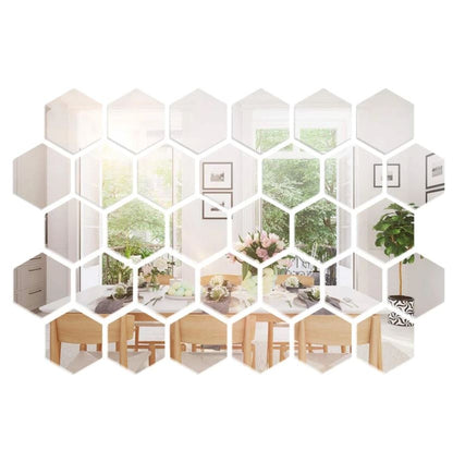 Hexagonal Mirror®️ Espejo Sticker Hexagonal decorativo acrílico Set x 12