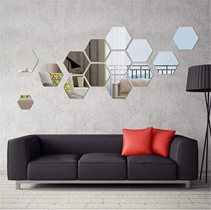 Hexagonal Mirror®️ Espejo Sticker Hexagonal decorativo acrílico Set x 12